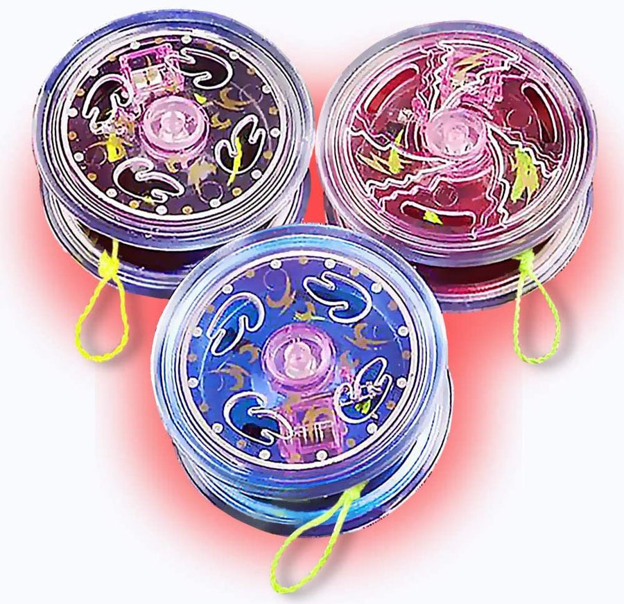 Light Up Metal Yoyos for Kids, Set of 3, Classic Yo-Yo Toys with Flashing LEDs, Light-Up Birthday Party Favors, Goodie Bag Fillers, Holiday Stocking Stuffers, Classroom Prizes