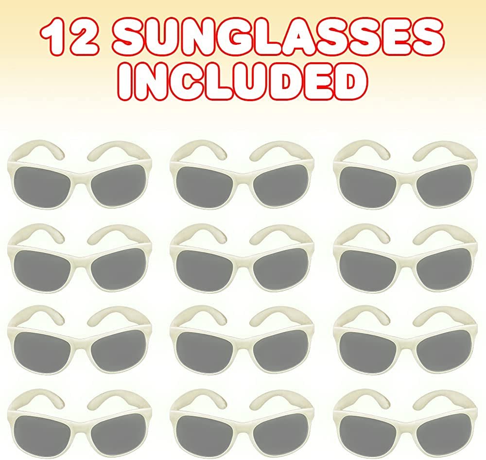 Sunglasses for Kids, Set of 12 Shades, Cool Birthday and Pool Party Favors for Boys and Girls, Photo Booth Props for Weddings, Fun Dress-Up Accessories, Goodie Bag Fillers