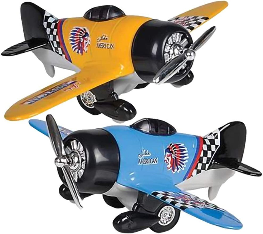 Diecast Classic Wing Airplane Toys with Pullback Mechanism, Set of 2, Diecast Metal Jet Plane Toys for Boys, Aviation Party Favors, Goodie Bag Fillers for Kids