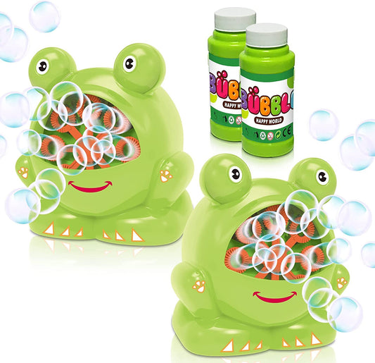 ArtCreativity Frog Bubble Machine Set for Kids - 2 Pack - Includes 2 Bubbles Blowing Toys and 2 Bottles of Solution - Fun Summer Outdoor or Party Activity - Best Gift for Boys, Girls, and Toddlers