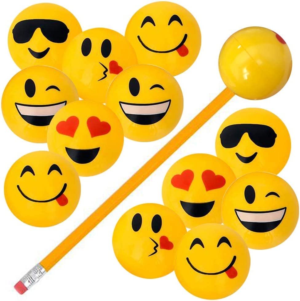 Emoticon Sharpeners for Kids, Bulk Pack of 24, Emoticon Smile Face Pencil Sharpeners, Fun School Supplies for Children, Emoticon Birthday Party Favors for Boys and Girls
