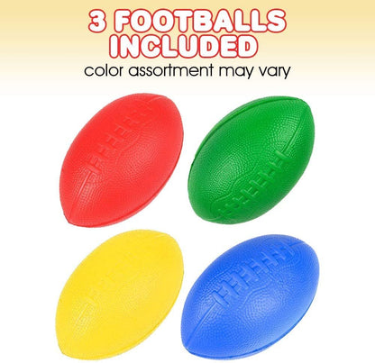 ArtCreativity 7.5" Foam Footballs for Kids, Set of 3, Colorful Foam Sports Footballs for Outdoors, Practice, Training, Beginners, Pool, Beach, Picnic, Camping, Fun Sports Party Favors for Boys Girls
