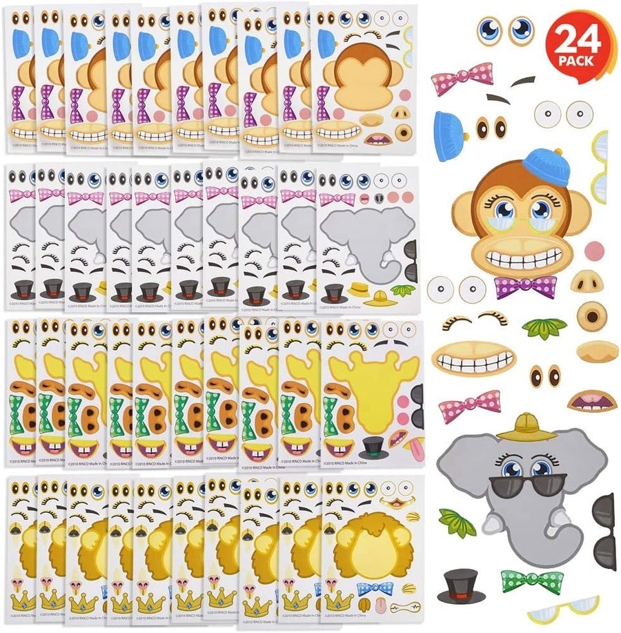 Make Your Own Zoo Sticker Assortment, Set of 24 Sheets, Unique Arts ‘n Crafts Activity Supplies Kit for Kids, Sticker Prize, Fun Birthday Party Favor, Goodie Bag Filler