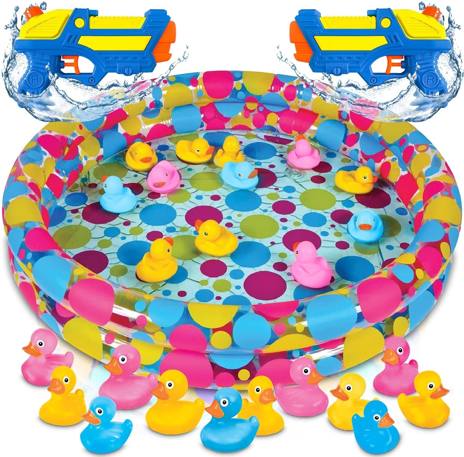 Gamie Duckem Down Shooting Game, Carnival Duck Pond Game with 1 Infla