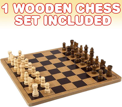 Gamie Wooden Chess Board Game, Wood Family Board Game for Game Night, Indoor Fun and Parties, Develops Logical Thinking and Strategy, Best Gift Idea for Kids