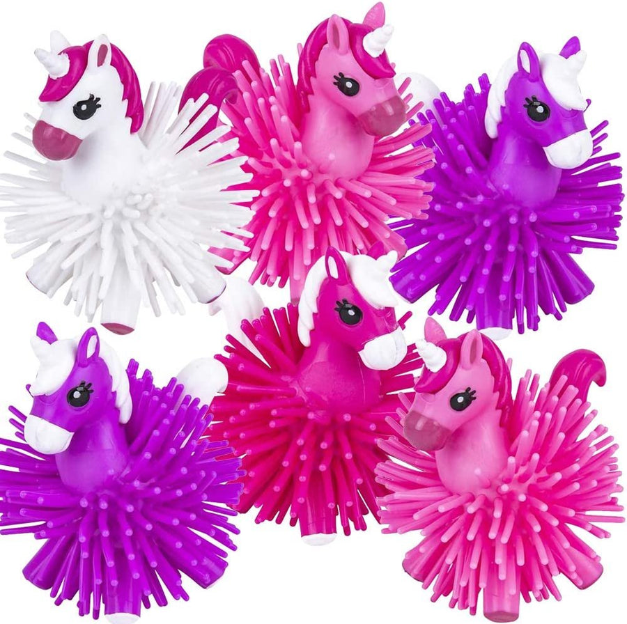 Spiky Unicorn Toys, Set of 12, Cute Unicorn Gifts for Girls, Adorable Sensory Fidget Toys, Unicorn Birthday Party Favors for Kids, Decorations, Goodie Bag Fillers, Assorted Colors