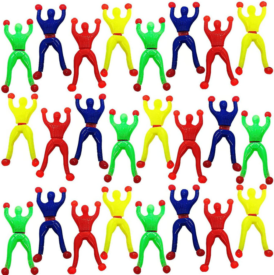Colorful Sticky Wall Climbers - Pack of 24 - Mountain Climber Figures - Sticky, Slimy, and Rubbery Novelties - Fun Gift for Kids Ages 3+