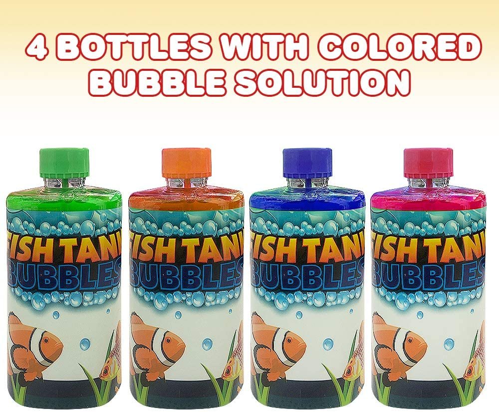 ArtCreativity Bubble Blower Bottles with Wands, Set of 4, Bubble Toys for Kids with Colored Bubble Solution, Outdoor Summer Fun, Birthday Party Favors, Party Supplies for Boys and Girls
