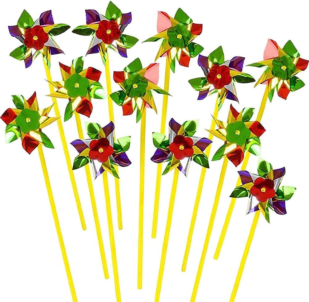 Rainbow Pinwheels - Pack of 36 - Assorted Colors Wind Spinners, Yard - Garden Windmills, Whirl Pinwheels for Party Favors and Outdoor Lawn Decorations