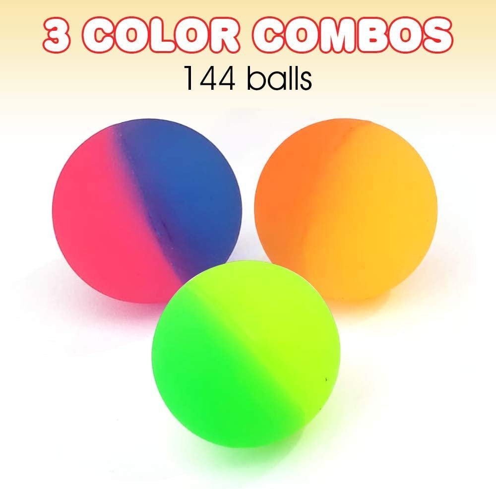 1" ICY Bouncy Balls for Kids, Bouncing Balls with Frosty Look & Extra-High Bounce - Bulk Set of 144
