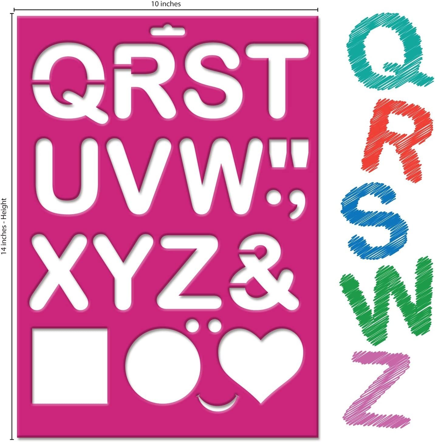 Karty Letter Stencils - Large Size Alphabet, Numeric, and Symbols - Reusable Plastic Kit