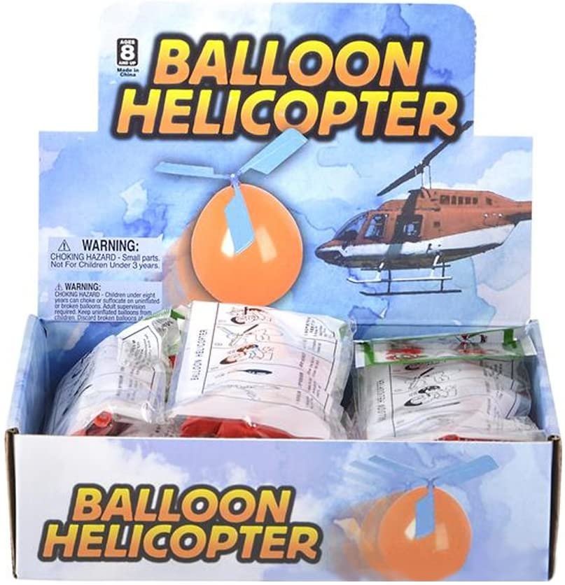 Balloon Helicopters Set - Pack of 12 - Approximately 9"es - Colorful Fun Fly Toys for Indoors or Outdoors - Great Birthday Party Favors, Goodie Bag Fillers, Gift Idea for Boys and Girls