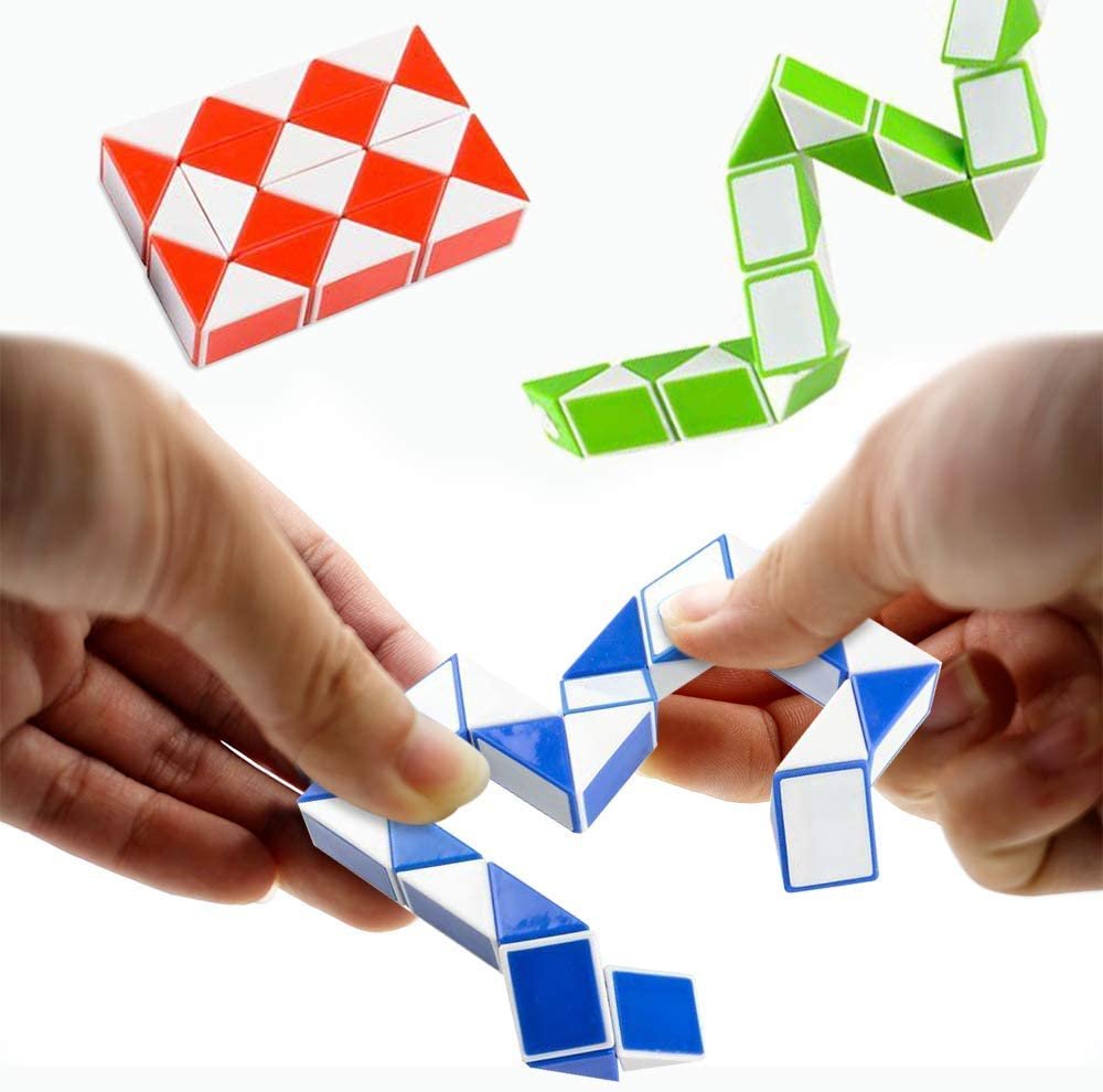 Twist Puzzle Snake, Set of 3, Snake Fidget Cube Twist Puzzles for Kids, Fun Fidget Toys for Children and Adults, Sensory Toys for Autism, Birthday Party Favors, Goodie Bag Fillers