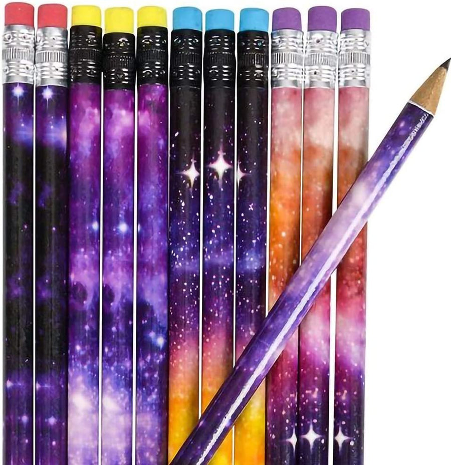 Galaxy Pencils for Kids - Pack of 48 - Assorted Outer Space Designs - Cute Writing Pencils with Durable Erasers, Teacher Supplies for Classrooms, Student Reward, Astronomy Party Favors