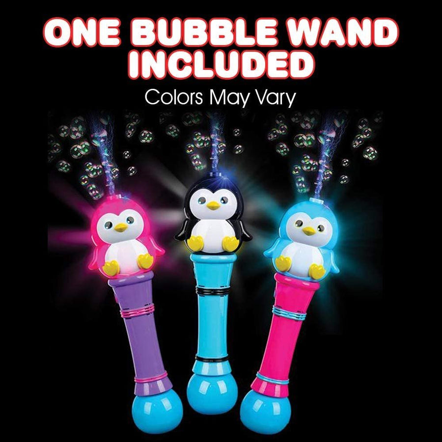 ArtCreativity Light Up Penguin Bubble Blower Wand - 12 Inch Illuminating Bubble Blower with Thrilling LED Effects, Batteries and Bubble Fluid Included, Great Gift Idea, Party Favors - Assorted Colors