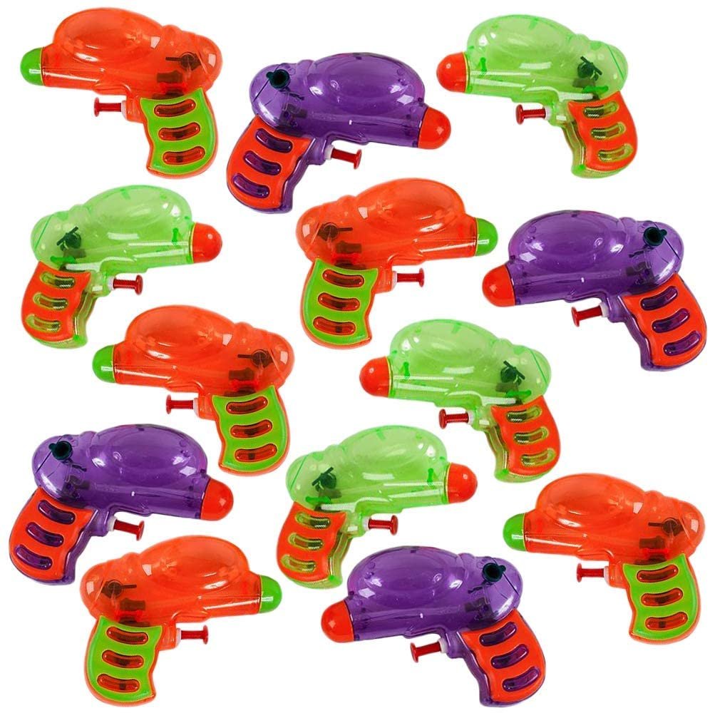 ArtCreativity Two Tone Water Squirters, Pack of 12, Assorted Colors Mini Water Squirt Toy Guns for Swimming Pool, Beach and Outdoor Summer Fun, Cool Birthday Party Favors for Boys and Girls