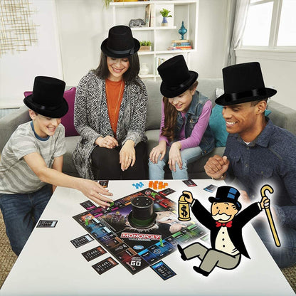 ArtCreativity Black Felt Top Hats for Kids and Adults, Pack of 3, Slash Top Hats with Hatband, Circus Magic Birthday Party Favors, Halloween Costume Accessories, One Size Fits All