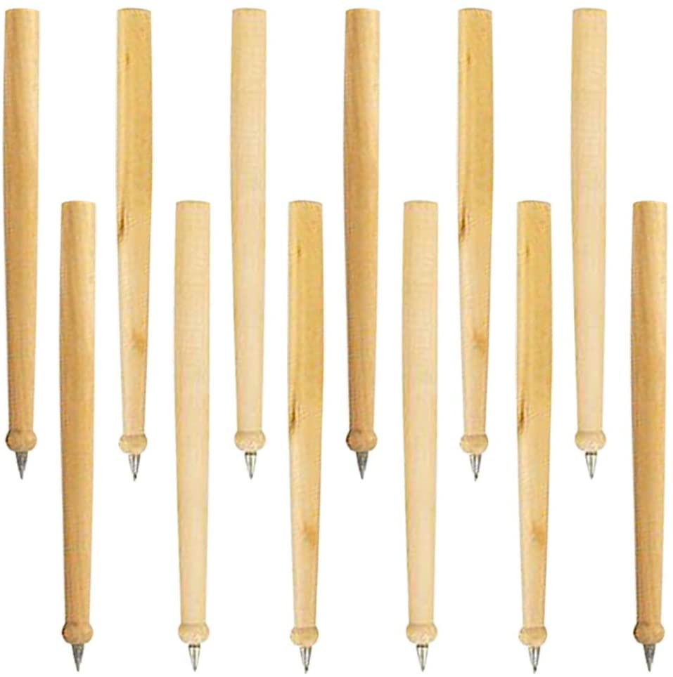 Wood Baseball Bat Pens, Set of 12, Writing Pens for Kids with Black Ink, Cool Baseball Birthday Party Favors, Sports Party Supplies, Classroom Teacher Rewards and Goodie Bag Fillers