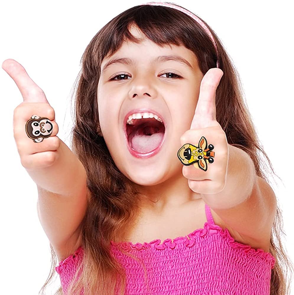 Zoo Animal Rubber Rings for Kids, Pack of 12, Adorable Kids Jewelry for Little Girls and Boys, Fun Assorted Colors, Skin-Safe Silicon, Zoo Party Favors, Goodie Bag Fillers