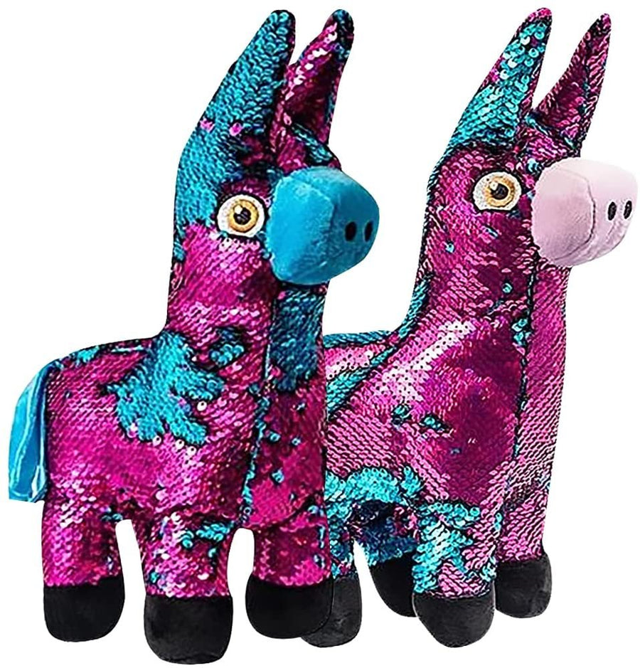 Flip Sequin Plush Llama Toys, Set of 2, Plush Flip Sequin Animal Toys for Kids, Llama Stuffed Animals in Pink and Blue, Stress Relief Toys for Kids & Animal Nursery Décor, 14"es Tall