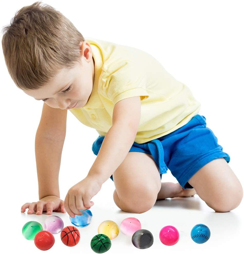 1.25" Rubber Poppers Mix for Kids, Bulk Pack of 72 PopUp Half Ball To