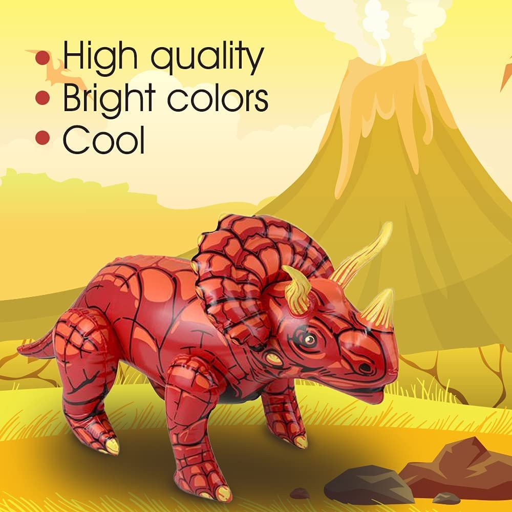 Triceratops Inflate, 1 PC, Realistic-Looking Inflatable Dinosaur Toy, Cool Dinosaur Party Decorations, Stands Without Support, Unique Inflatable Pool Toys for Kids, 26"es Long