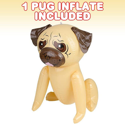 ArtCreativity Pug Inflate, Animal Party Decorations and Supplies, Blow-Up Dog Inflate for Animal Birthday Party Favors, Pool Party Float, and Game Prize for Kids