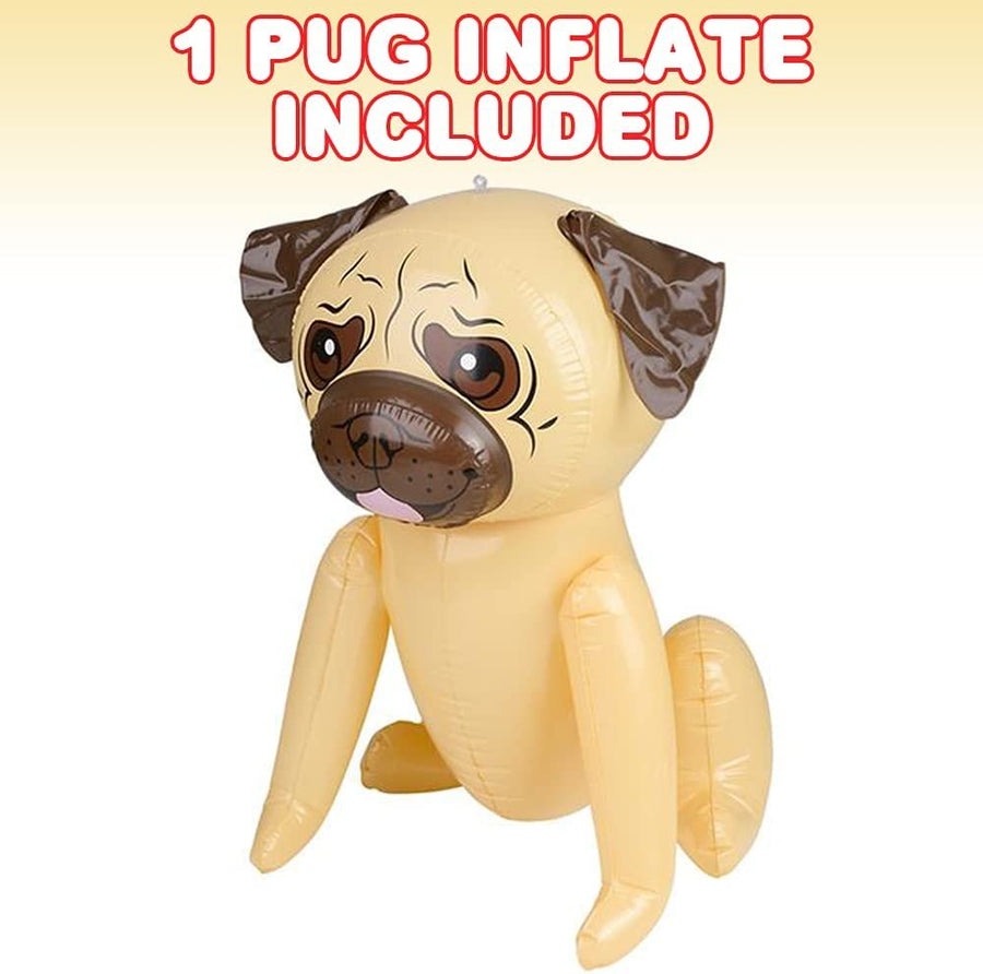 Pug Inflate, Animal Party Decorations and Supplies, Blow-Up Dog Inflate for Animal Birthday Party Favors, Pool Party Float, and Game Prize for Kids
