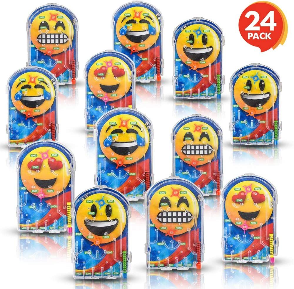 Gamie Assorted Handheld Emoticon Pinball Game - Pack of 24 Materials - Variety of Emoticon Characters - Fashionably Fun Party Favor - Amazing Gift Idea for Boys and Girls Ages 3+