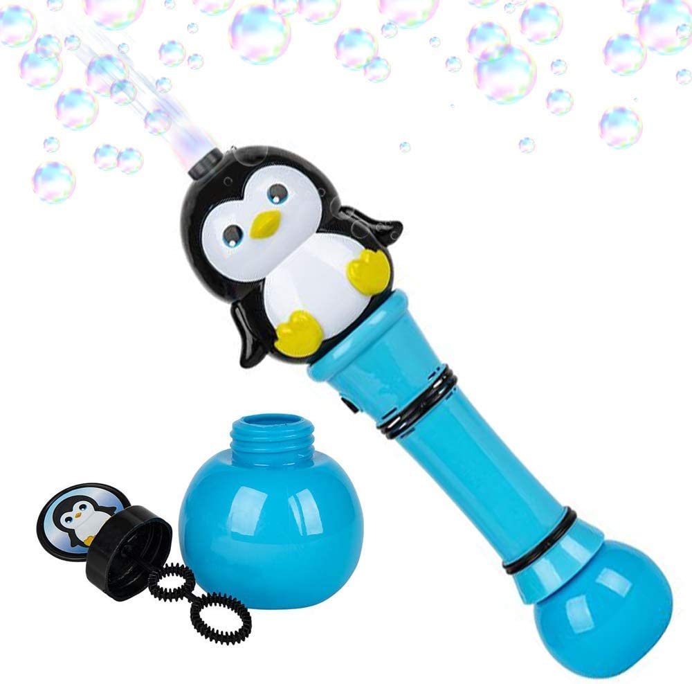 ArtCreativity Light Up Penguin Bubble Blower Wand - 12 Inch Illuminating Bubble Blower with Thrilling LED Effects, Batteries and Bubble Fluid Included, Great Gift Idea, Party Favors - Assorted Colors