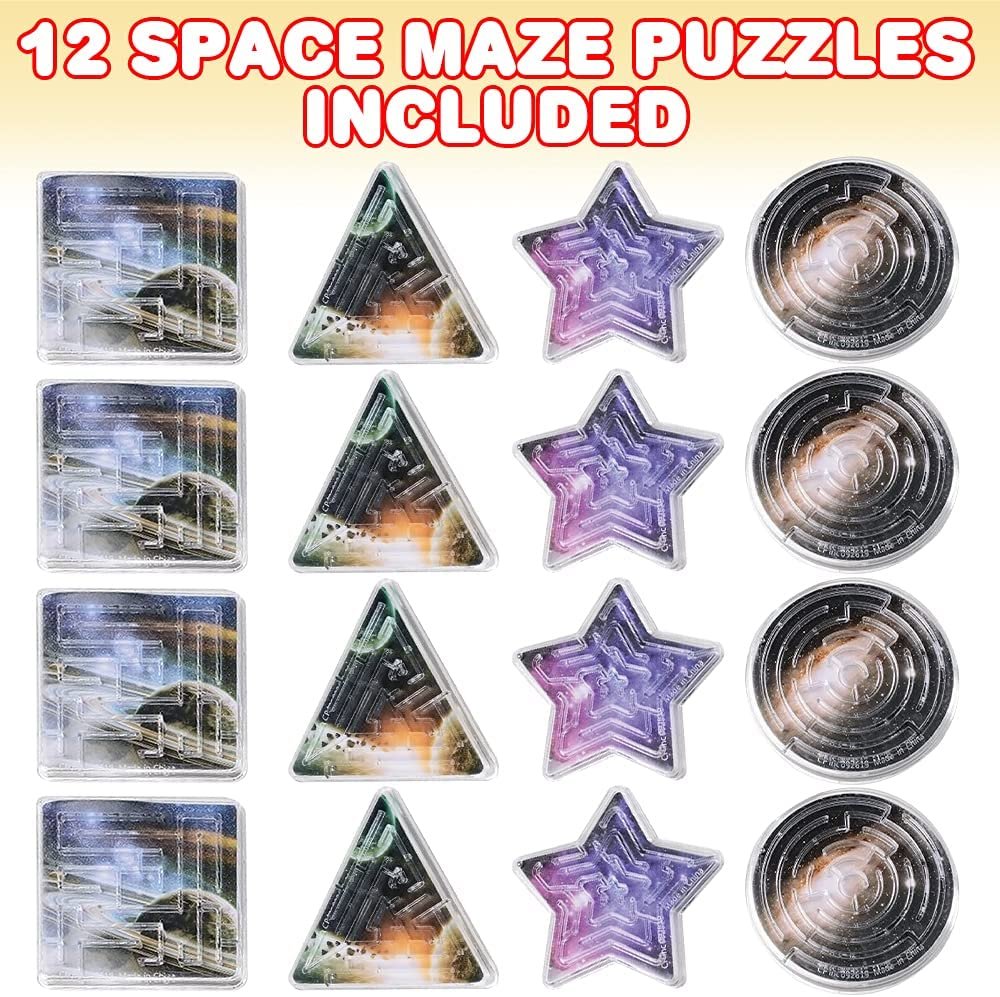 ArtCreativity Space Maze Puzzles, Set of 12 Fidget Toys, Fun Mini Brain Teasers for Kids, Birthday Party Favors, Goodie Bag Fillers for Boys and Girls