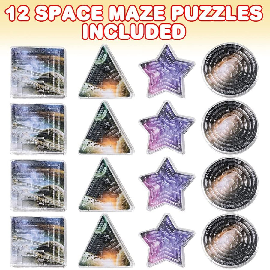 Space Maze Puzzles, Set of 12 Fidget Toys, Fun Mini Brain Teasers for Kids, Birthday Party Favors, Goodie Bag Fillers for Boys and Girls