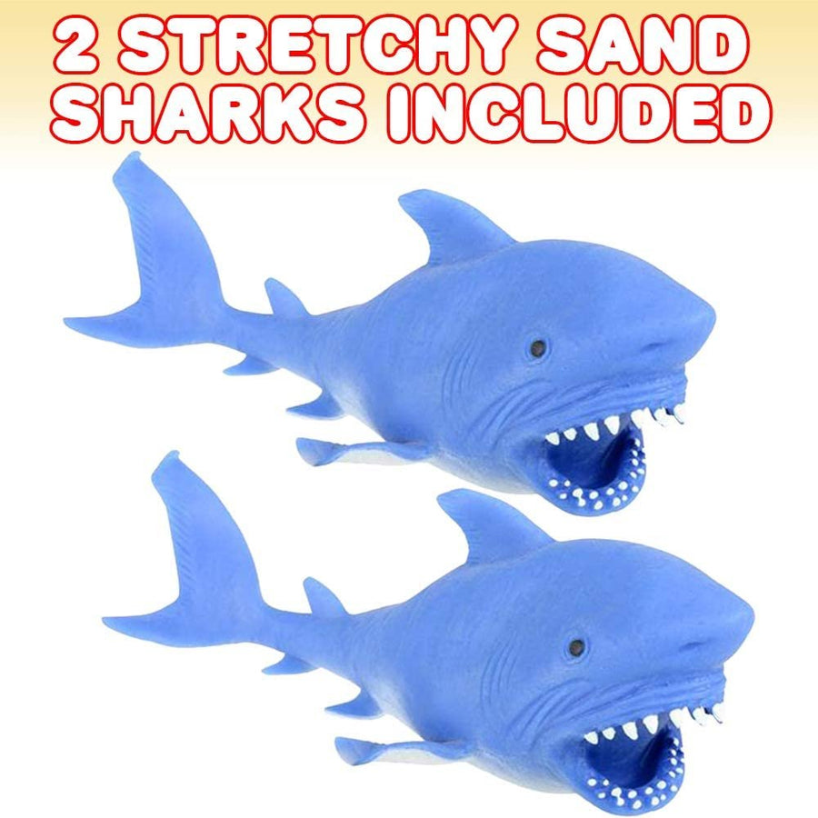 Stretchy Sand Filled Shark Toys, Set of 2, Stress Relief Toys for Kids and Adults, Underwater Party Supplies, Unique Aquatic Party Favors, Fun Good Behavior Incentives