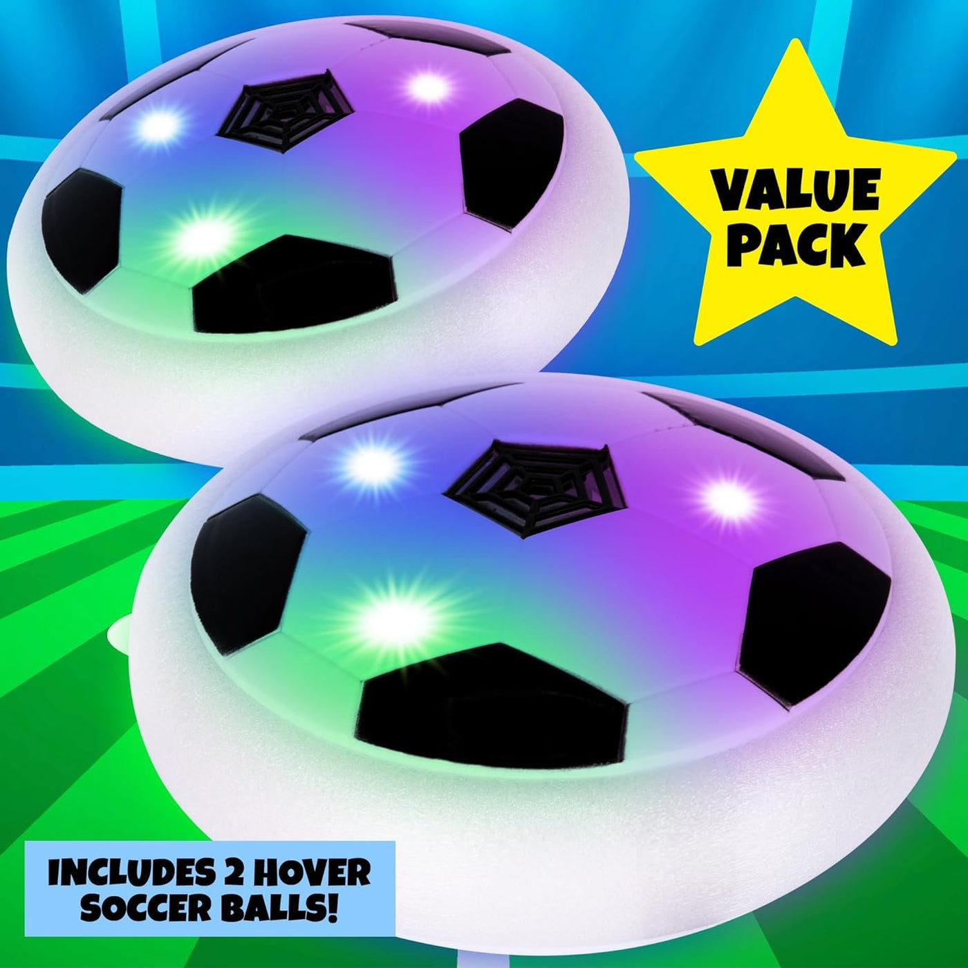 Gamie Light Up Hover Soccer Ball, Set of 2, Floating Hover Balls