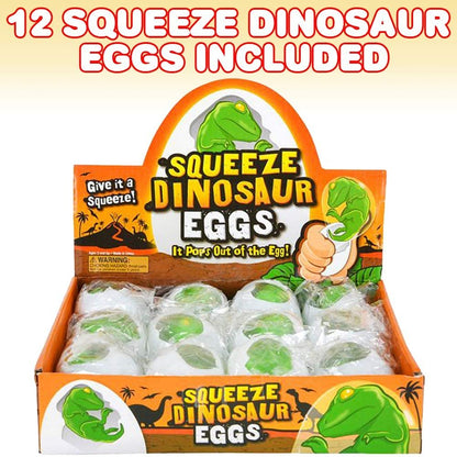 ArtCreativity Dinosaur Egg Squeeze Toys for Kids, Set of 12, Squeezy Dinosaur Toys with Baby Dino Inside, Unique Easter Eggs, Cool Dinosaur Birthday Party Favors, Sensory Toys for Boys and Girls