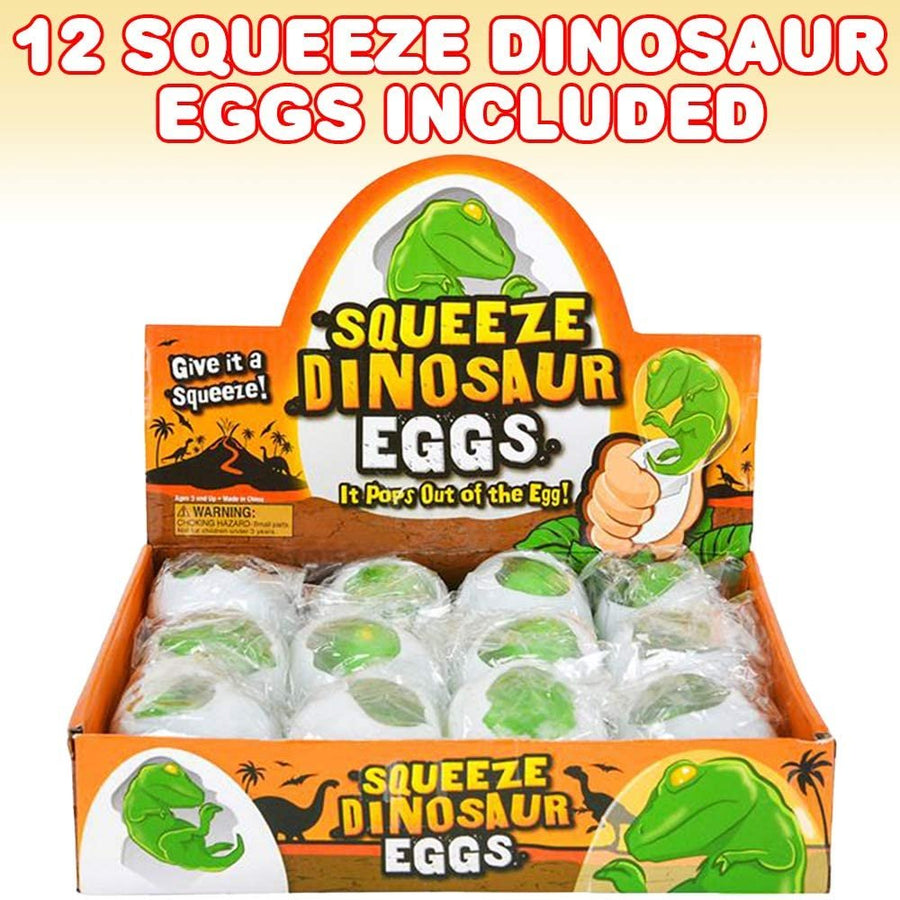 Dinosaur Egg Squeeze Toys for Kids, Set of 12, Squeezy Dinosaur Toys with Baby Dino Inside, Unique Easter Eggs, Cool Dinosaur Birthday Party Favors, Sensory Toys for Boys and Girls