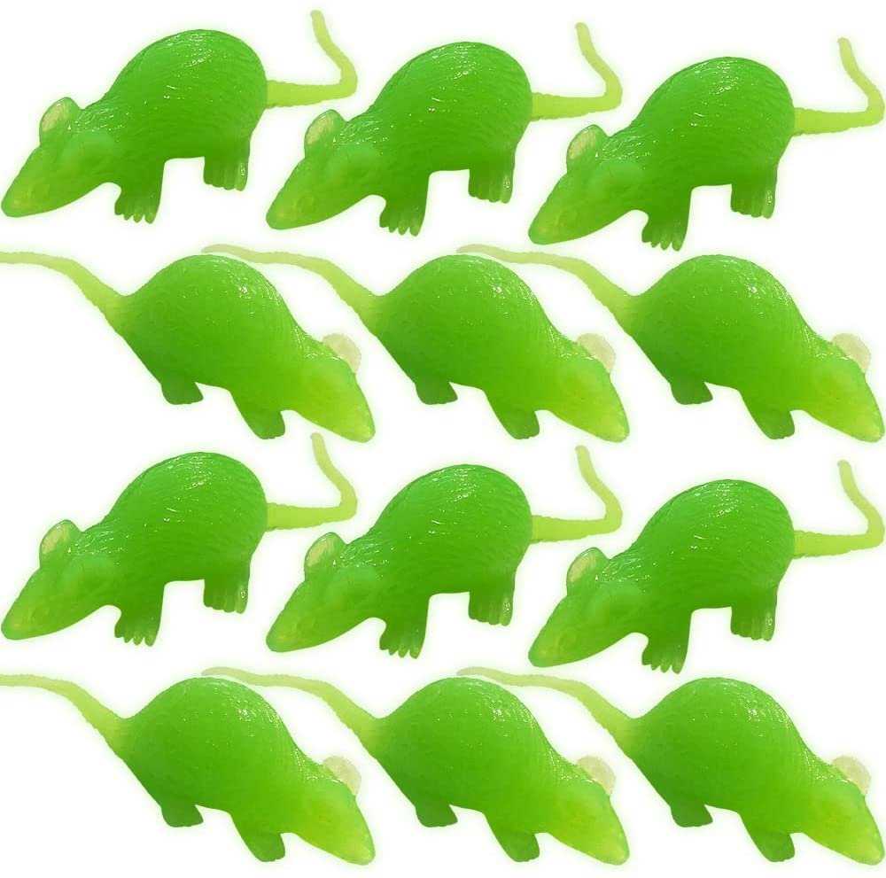 ArtCreativity Glow in The Dark Mouse Toys, Set of 12, Cool Glowing Toys for Boys and Girls, Glowing Birthday Party Favors and Goodie Bag Stuffers for Kids