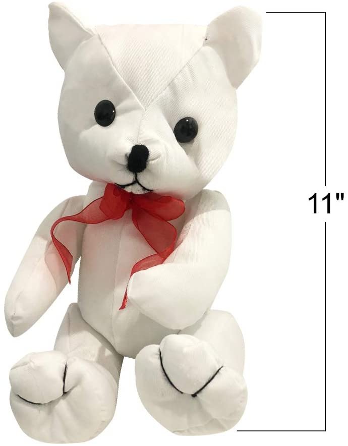 Plush Autograph Teddy Bear, 1 Piece, Graduation Autograph Stuffed Animal, 11" Stuffed Toy with White Smooth Fabric, Cute Hospital Get Well Soon Gift, Unique Baby Shower Idea