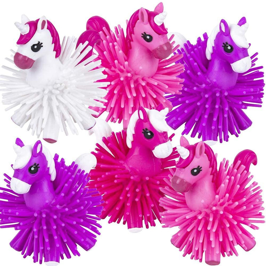 Spiky Unicorn Toys, Set of 12, Cute Unicorn Gifts for Girls, Adorable Sensory Fidget Toys, Unicorn Birthday Party Favors for Kids, Decorations, Goodie Bag Fillers, Assorted Colors