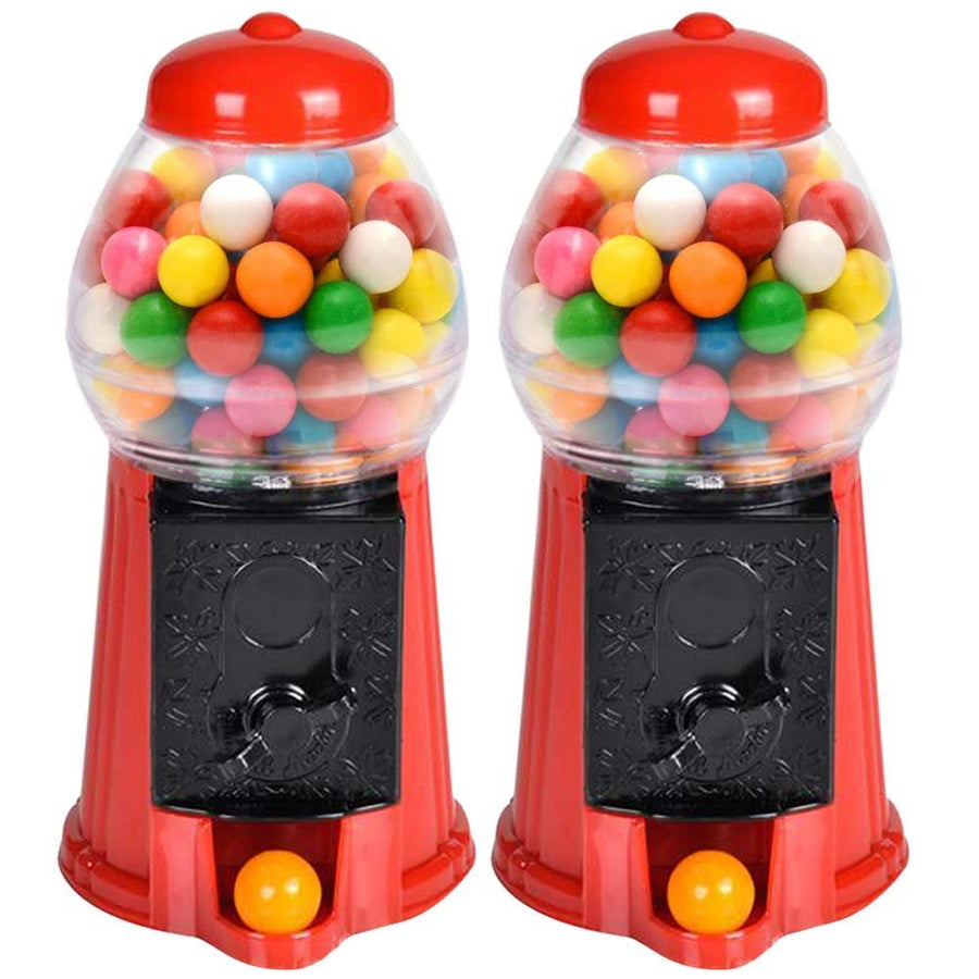 Gumball Machine for Kids, Set of 2, 6.5" Desktop Bubble Gum Mini Candy Dispenser, Unique Money Saving Coin Bank, Best Gift or Vintage Office Desk Decoration (Gumballs not Included)