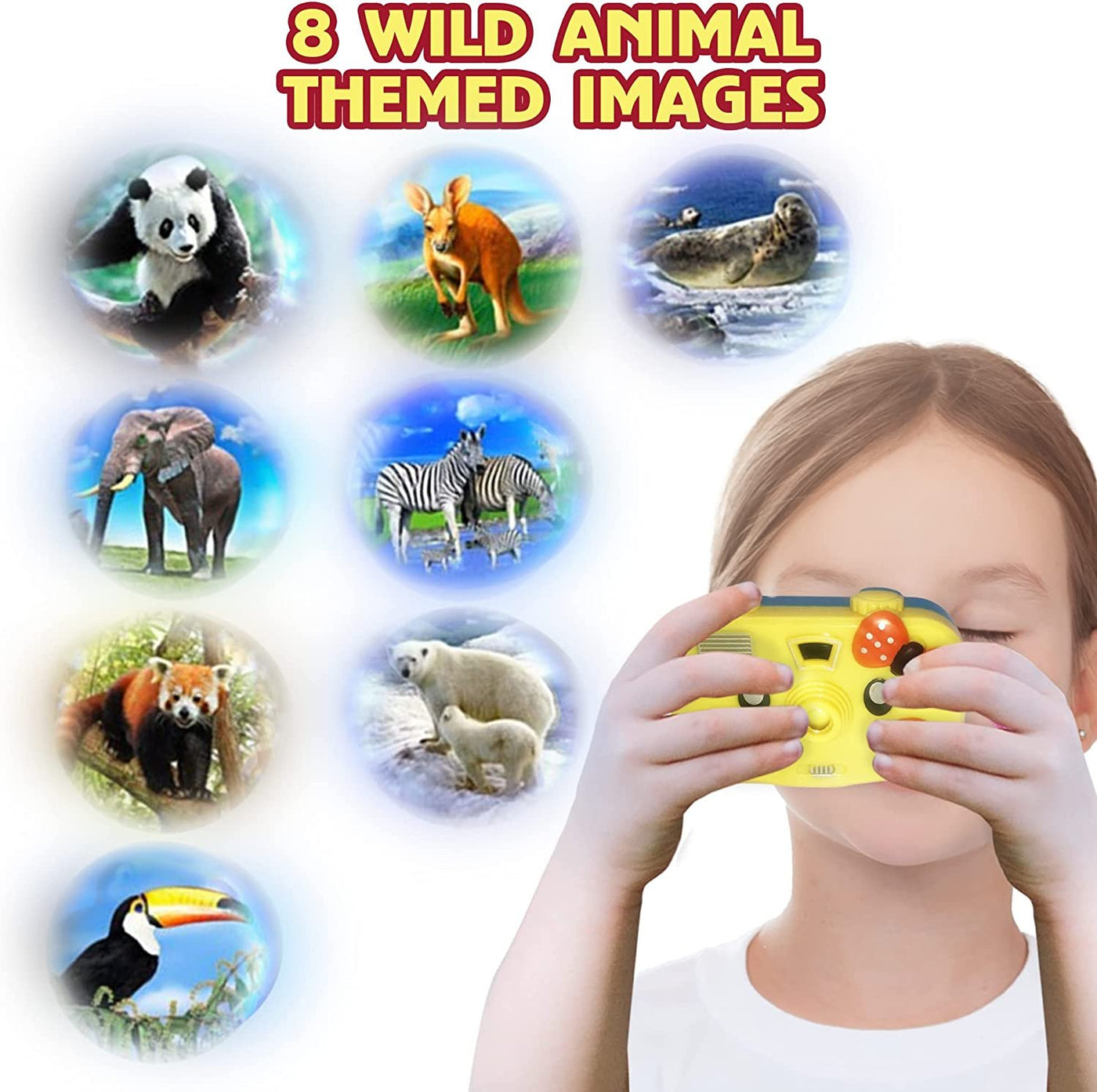 2 in 1 Viewfinder Camera with Projector, Set of 12, Battery Operated Projectors with Wild Animal Slides, Great Safari Party Favors, Zoo Party Supplies, & Wild One Party Favors for Kids
