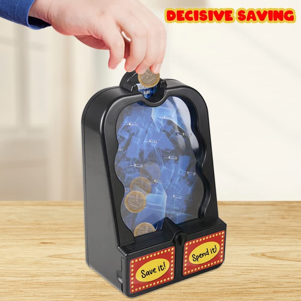Decision Making Savings Bank for Kids, Includes 1 Coin Bank, 24 Stickers, and 1 Dry Erase Marker, Customizable Piggy Bank for Boys and Girls, Great Gift for Kids Ages 3 and up