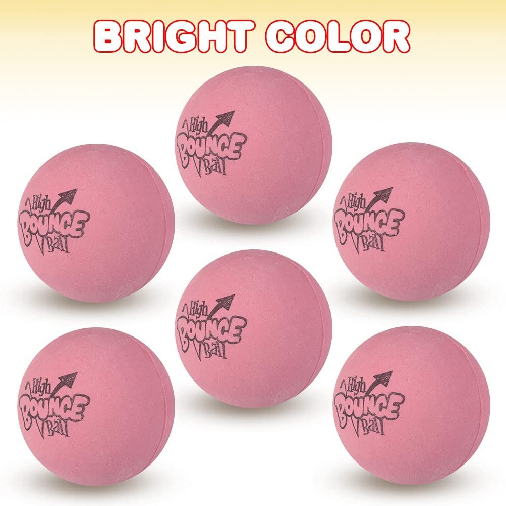 Pink Rubber High Bounce Balls for Kids, Set of 12, Bouncing Balls with Extra High Bounce, Birthday Party Favors, Goodie Bag Fillers for Boys and Girls