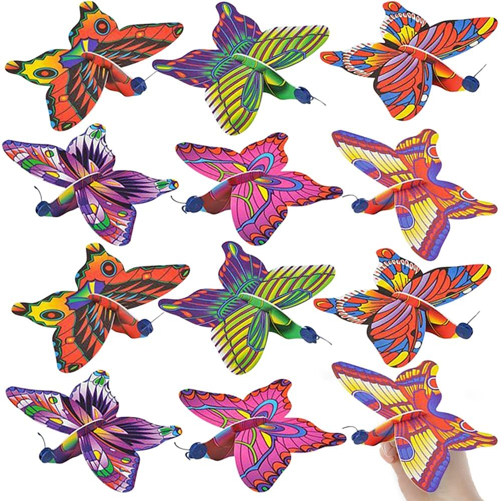 Foam Butterfly Gliders for Kids, Set of 12, Kids’ Flying Toys in Assorted Designs, Outdoor Toys for Boys and Girls, Princess Party Favors, Goody Bag Fillers, Classroom Teacher Rewards