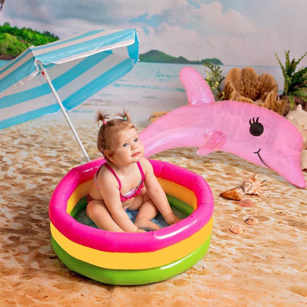Dolphin Inflates, Set of 2, Inflatable Dolphin Decorations, Fun Bathtub Toys for Kids, Cool Beach Toys for Children, Swimming Pool Toys for Kids, Under-The-Sea Party Favors, 33"es