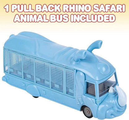ArtCreativity Pull Back Rhino Safari Animal Bus for Kids, 7 Inch Rhino Design Bus with Pullback Mechanism, Durable Plastic Material, Safari Party Decorations, Best Birthday Gift for Boys and Girls