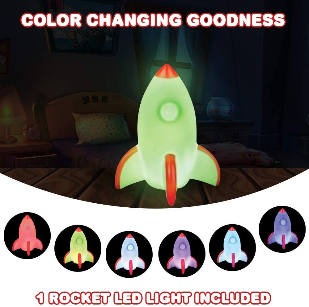 Color Changing Rocket Lamp, LED Night Light Cycles Through Awesome Colors, Battery Operated Decorative Lighting, Bedroom Décor Nightlight for Boys and Girls, Great Gift Idea for Children