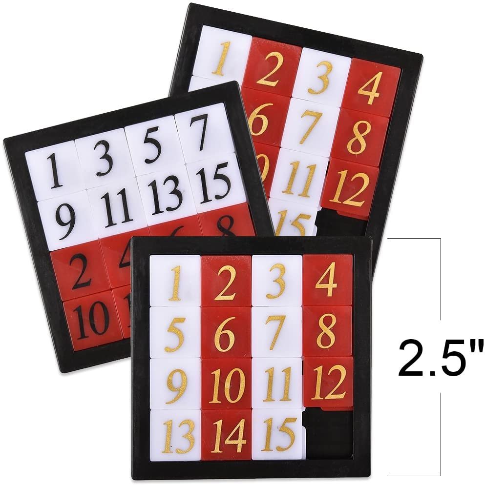 Gamie Number Slide Puzzles for Kids, Set of 24, Pocket-Sized Brain Teaser Puzzles, Number Learning Educational Toys for Kids, Great as Goodie Bag Stuffers, Party Favors, and Teacher Awards