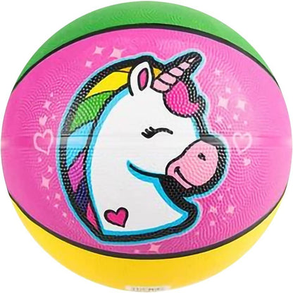 ArtCreativity Rainbow Unicorn Basketball for Kids, Bouncy Rubber Kick Ball for Backyard, Park, & Beach Outdoor Fun, Beautiful Rainbow Colors, Durable Outside Toys for Boys & Girls - Sold Deflated