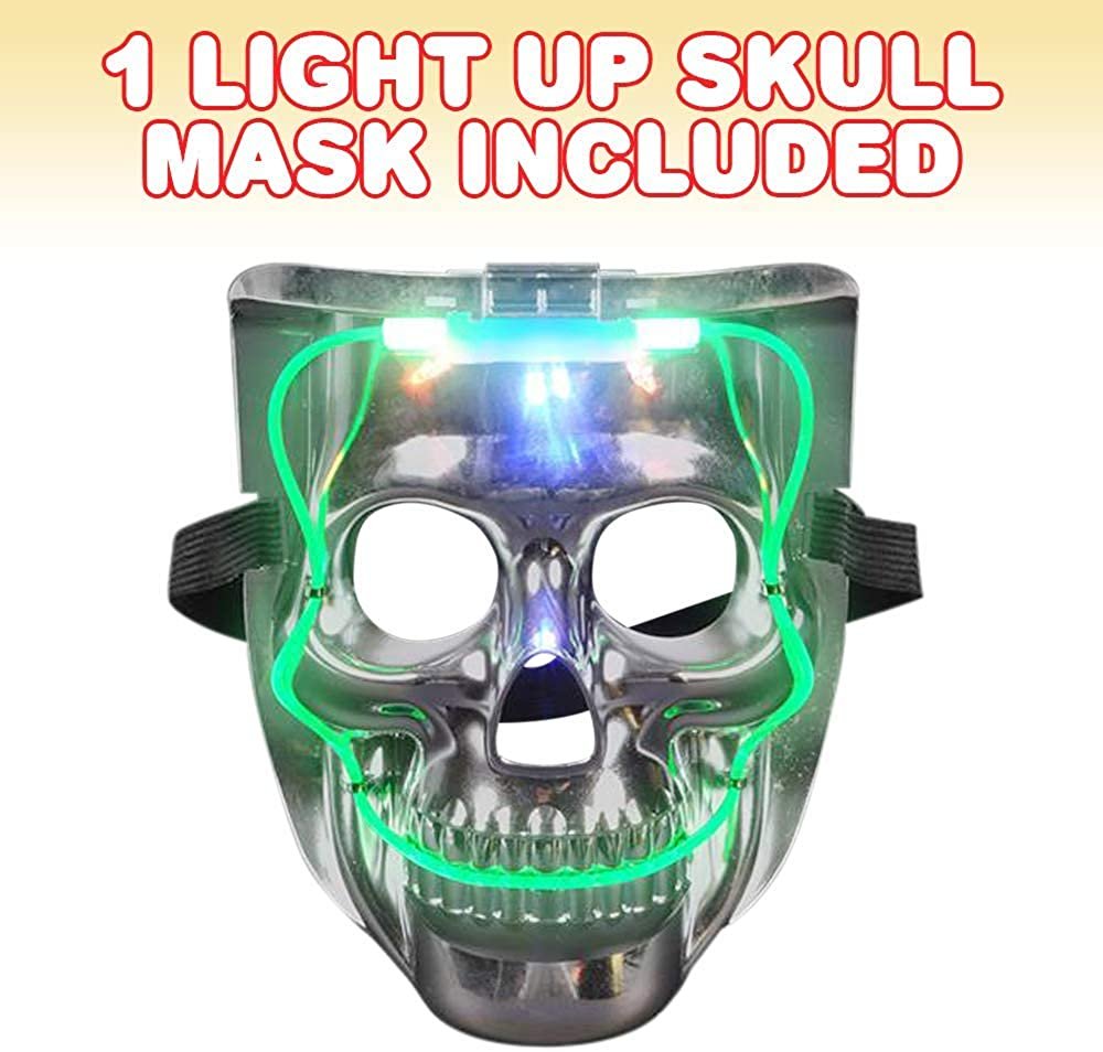 Light-Up Halloween Skull Mask with 6 Flashing Modes, LED Scary Face Mask for Kids, Fun Halloween Costume Accessories, Cool Skeleton Mask with Adjustable Elastic Strap